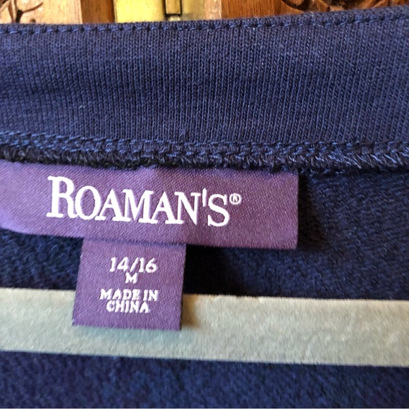 NWOT Roaman’s fleece long sleeve tunic with embroidered and sequined sleeves - Picture 3 of 9